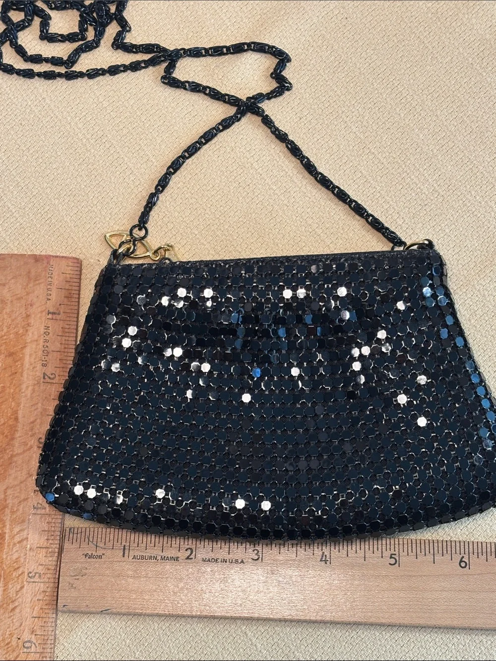 Vintage Another Y & S Original Shiny Black Mesh Evening Bag Clutch